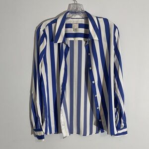 A New Day Bold Satin Blue and White Striped Shirt
